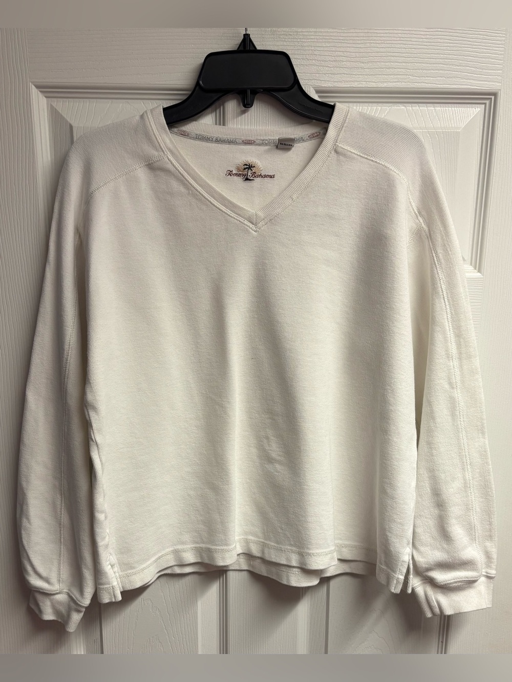 Tommy Bahama Cotton Blend Ivory Long Sleeve Pullover Size Small